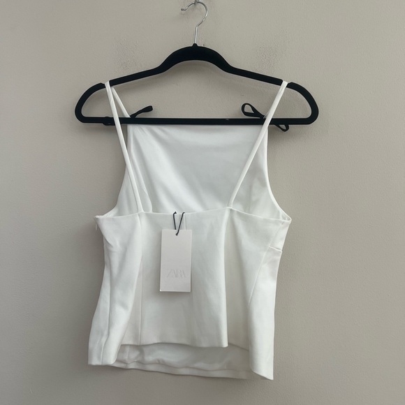 Zara White Camisole with Black Bow Accents - Picture 9 of 12